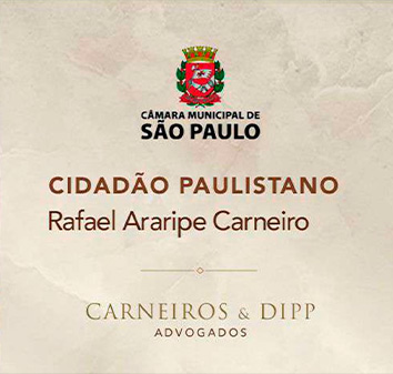 Nosso sócio Rafael Carneiro recebeu o título de cidadão paulistano, concedido pela Câmara Municipal de São Paulo